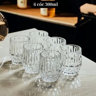 Bộ 6 cốc thủy tinh trắng bầu cao cấp (THÙNG 8B)