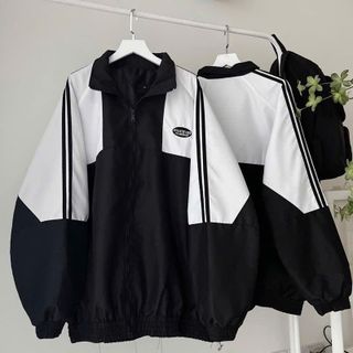 Áo khoác dù phối nam nữ có logo thêu WHATEVER