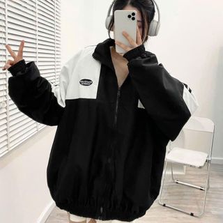 Áo khoác dù phối nam nữ có logo thêu WHATEVER