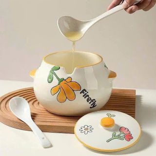 HỦ SỨ ĐỰNG MỠ CÓ NẮP KÈM MUỖNG 1400ML