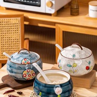 HỦ SỨ ĐỰNG MỠ PHONG CÁCH NHẬT 600ML