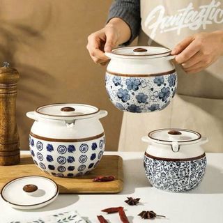 HỦ ĐỰNG MỠ HỌA TIẾT KÈM MUỖNG 700ML