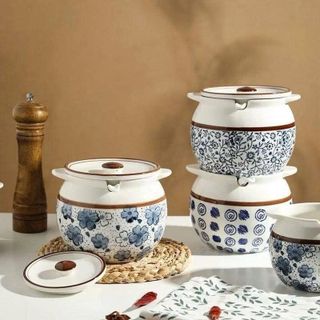 HỦ ĐỰNG MỠ HỌA TIẾT KÈM MUỖNG 700ML