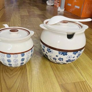 HỦ ĐỰNG MỠ HỌA TIẾT KÈM MUỖNG 700ML