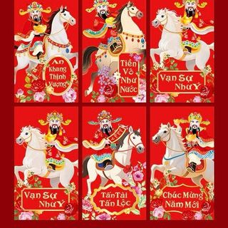 Bao lì xì 2026 mã đáo thành công chữ Việt 1set