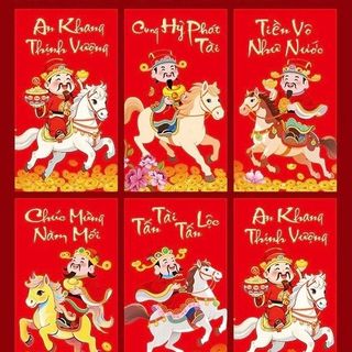 Bao lì xì 2026 mã đáo thành công chữ Việt 1set