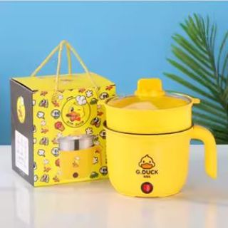 Ca Mỳ Vịt , Nồi Lẩu Điện 18cm Con Vịt Vàng Đa Năng Kèm Xửng Hấp ( THÙNG 36C )