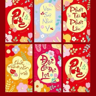 Bao lì xì 2026 hoa chữ in nổi phát tài phát lộc 1set/6cai 6 mẫu