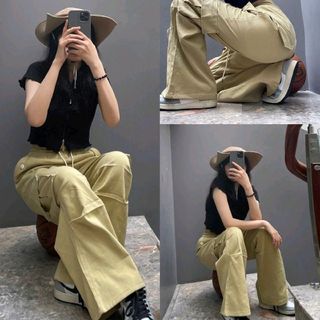 Quần kaki nữ túi hộp, phối lưng thun,có dây cột,ống rộng, hack dáng,tôn da,trẻ trung,năng động,mang đậm chất riêng (mã :HTB105)