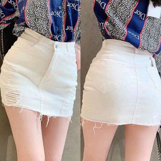 Chân váy Kaki phối xước rách, form ngắn, váy trên gối (mã: HTB85)