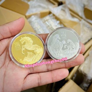 Sỉ Cặp Tiền Xu Con Ngựa Úc Mạ Vàng Bạc Lưu Niệm Lì Xì Tết 2026 - Quà Tặng Sếp Sang Trọng