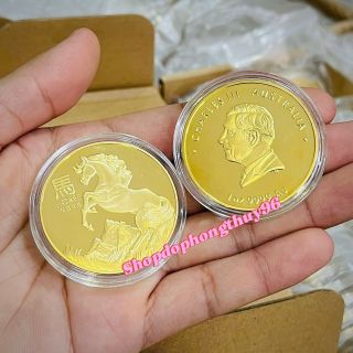 Sỉ Cặp Tiền Xu Con Ngựa Úc Mạ Vàng Bạc Lưu Niệm Lì Xì Tết 2026 - Quà Tặng Sếp Sang Trọng