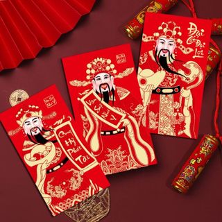 Bao lì xì Bính Ngọ In nổi vàng đen nổi bật mã mới 1set/6cai 6mẫu