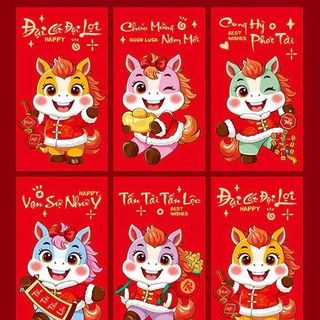 Bao lì xì Bính Ngọ Mã Đáo Thành Công 2026 mới 1set 6cai 6mẫu ( Hàng Giá Tận Xưởng )
