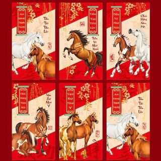 Bao lì xì Bính Ngọ Mã Đáo Thành Công 2026 mới 1set 6cai 6mẫu ( Hàng Giá Tận Xưởng )