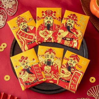 Bao lì xì Bính Ngọ In nổi vàng đen nổi bật mã mới 1set/6cai 6mẫu