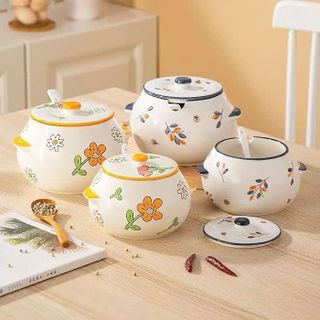 HỦ ĐỰNG MỠ HÌNH HOA KÈM THÌA 800ML