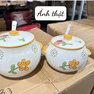 HỦ ĐỰNG MỠ HÌNH HOA KÈM THÌA 800ML