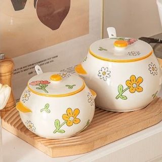 HỦ ĐỰNG MỠ HÌNH HOA KÈM THÌA 800ML
