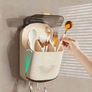 HỘP ĐỰNG ĐŨA MUỖNG TREO TƯỜNG CÓ NẮP ĐẬY