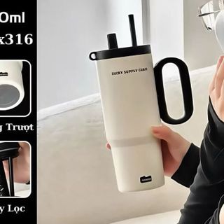 BÌNH GIỮ NHIỆT INOX 720ML QUAI CẦM KÈM ỐNG HÚT