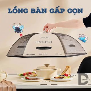 Lồng bàn gấp gọn đậy thức ăn, chất liệu vải polyester bền chắc kích thước 70cm