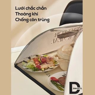 Lồng bàn gấp gọn đậy thức ăn, chất liệu vải polyester bền chắc kích thước 70cm
