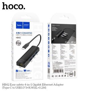 Zoom HUB chuyển đổi 4in1 HOCO HB42 TypeC ra USB 0.2m