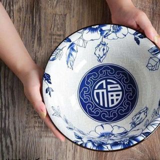 TÔ SỨ KHÔNG HOA XANH CHỮ PHÚC 19cm