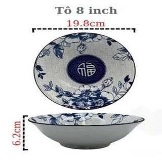 TÔ SỨ LOE HOA XANH CHỮ PHÚC 20cm