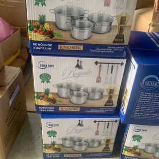BỘ 3 NỒI INOX 3 ĐÁY RAINY QUAI ĐŨA NẮP KÍNH