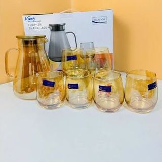 Bộ bình 6 Cốc Thủy Tinh Vàng GPH32 (THÙNG 6B)