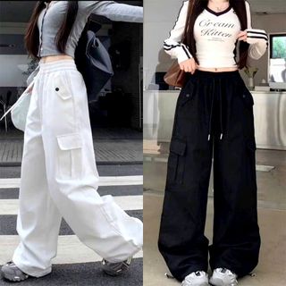 Quần Túi Hộp Nữ Rút Chất Kaki Rũ Đanh Mịn Ống Rộng