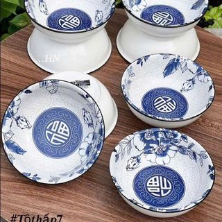 TÔ SỨ KHÔNG HOA XANH CHỮ PHÚC 13cm