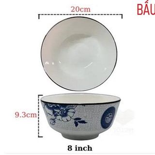 TÔ SỨ BẦU HOA XANH CHỮ PHÚC 20cm