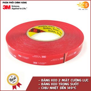 Băng keo cường lực trong suốt/màu xám 3M khổ 12mm/24mm x 3m VHB 4910/GPL-110