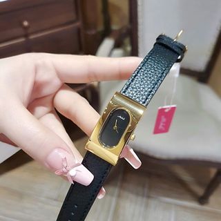 ĐỒNG HỒ NỮ CHÍNH HÃNG MISHALY DÂY DA MẶT CHỮ NHẬT NIỀNG VÀNG FULLBOX