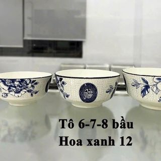 TÔ SỨ BẦU HOA XANH CHỮ PHÚC 20cm