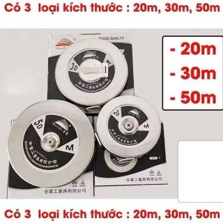 Thước Cuộn 20M Dây Thép Vỏ Inox 304 Không Gỉ Hàng Nhập Khẩu Cao Cấp - Chính Xác