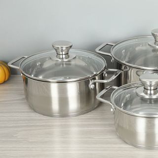 BỘ 3 NỒI INOX 3 ĐÁY RAINY QUAI ĐŨA NẮP KÍNH
