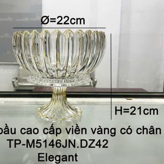 THỐ THUỶ TINH KHÍA SỌC VIỀN VÀNG CÓ CHÂN CAO CẤP