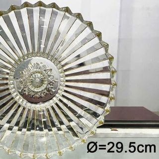 ĐĨA THUỶ TINH KHÍA VIỀN VÀNG CÓ CHÂN CAO CẤP