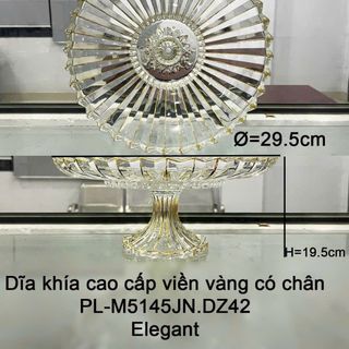 ĐĨA THUỶ TINH KHÍA VIỀN VÀNG CÓ CHÂN CAO CẤP