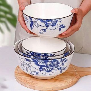SET 10 TÔ SỨ BẦU HOA XANH CHỮ PHÚC 13cm