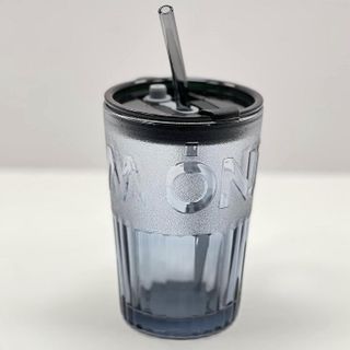LY THUỶ TINH QUÀ TẶNG 450ML DM111H KÈM ỐNG HÚT