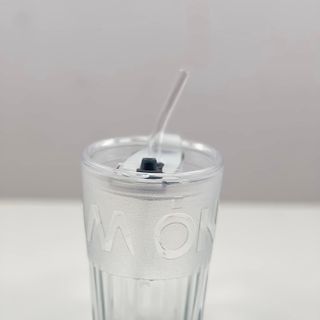 LY THUỶ TINH QUÀ TẶNG 450ML DM111H KÈM ỐNG HÚT