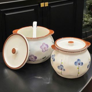 HỦ SỨ ĐỰNG MỠ CÓ NẮP KÈM MUỖNG 1400ML CÓ TAI CẦM