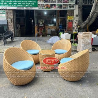 Ghế trứng mây nhựa dẹp đan long ba
