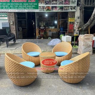 Ghế trứng mây nhựa dẹp đan long ba