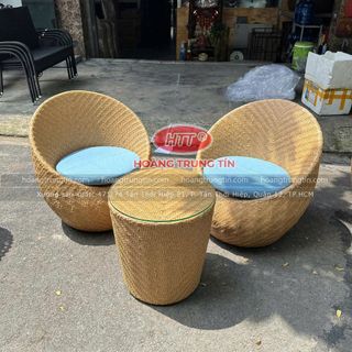 Ghế trứng mây nhựa dẹp đan long ba
